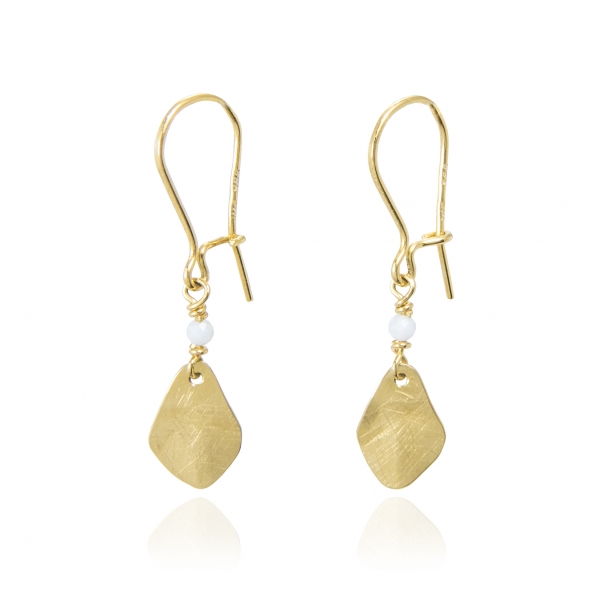 gold earrings with chalcedony
