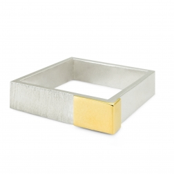 silver square with gold mirror