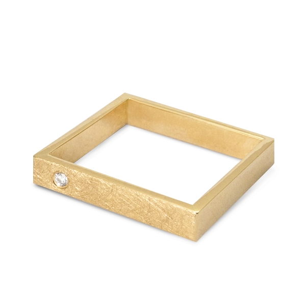 gold squere ring with diamond, ja. jablonska jewellery