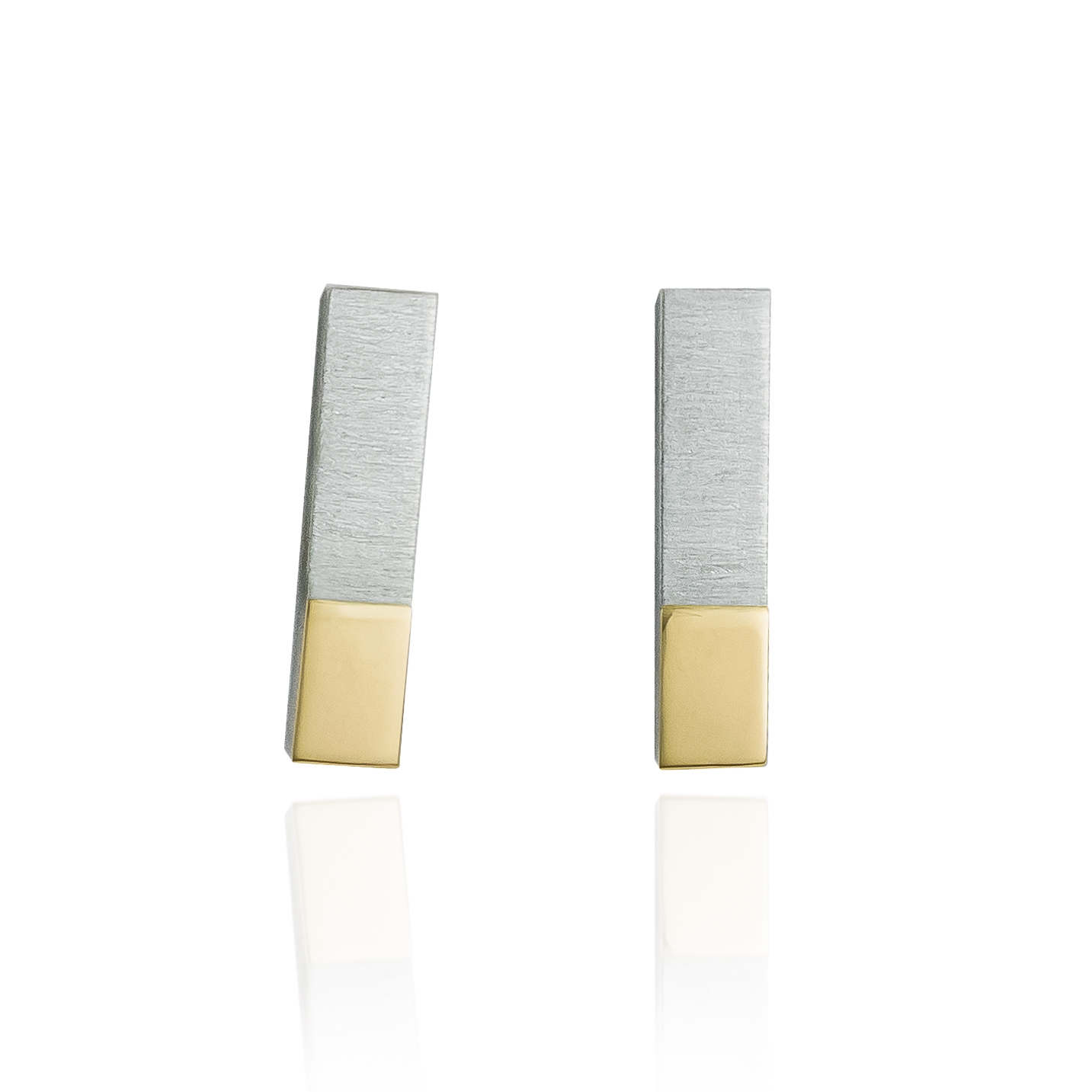 silver earrings with gold mirror